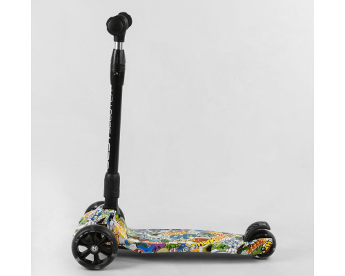 Дитячий самокат Best Scooter 32-655 MAXI. Складане алюмінієве кермо, 3 PU колеса з підсвічуванням. Білий