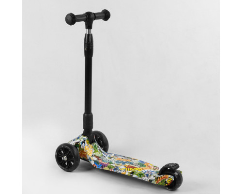 Дитячий самокат Best Scooter 32-655 MAXI. Складане алюмінієве кермо, 3 PU колеса з підсвічуванням. Білий
