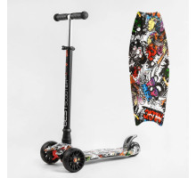 Дитячий самокат Best Scooter MAXI S-11405. Знімне кермо, колеса PU з підсвічуванням. Чорний