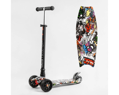 Дитячий самокат Best Scooter MAXI S-11405. Знімне кермо, колеса PU з підсвічуванням. Чорний