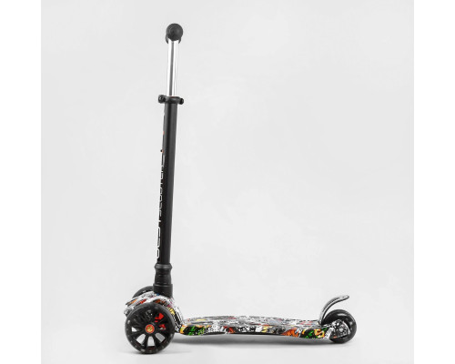 Дитячий самокат Best Scooter MAXI S-11405. Знімне кермо, колеса PU з підсвічуванням. Чорний