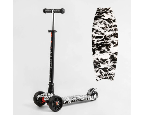 Дитячий самокат Best Scooter MAXI S-10533. Знімне кермо, колеса PU з підсвічуванням. Чорний