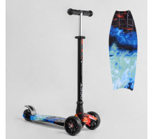 Дитячий самокат Best Scooter MAXI S-10808. Знімне кермо, колеса PU з підсвічуванням. Синій