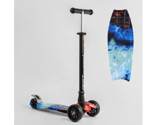 Дитячий самокат Best Scooter MAXI S-10808. Знімне кермо, колеса PU з підсвічуванням. Синій