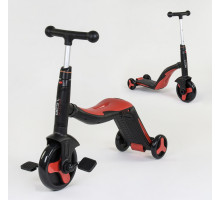 Дитячий самокат 3в1 Best Scooter JT 28288. Самокат-біговець, світло, 8 мелодій, колеса PU. Червоний