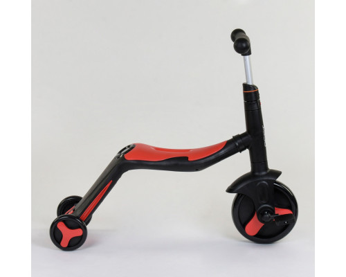 Дитячий самокат 3в1 Best Scooter JT 28288. Самокат-біговець, світло, 8 мелодій, колеса PU. Червоний