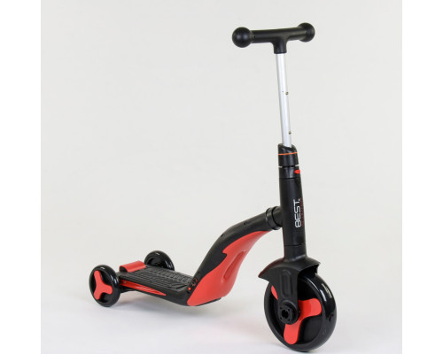 Дитячий самокат 3в1 Best Scooter JT 28288. Самокат-біговець, світло, 8 мелодій, колеса PU. Червоний