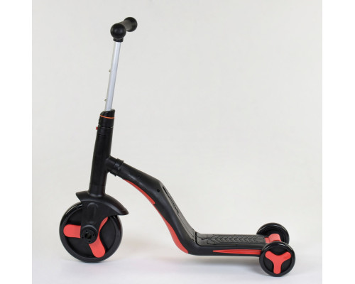 Дитячий самокат 3в1 Best Scooter JT 28288. Самокат-біговець, світло, 8 мелодій, колеса PU. Червоний