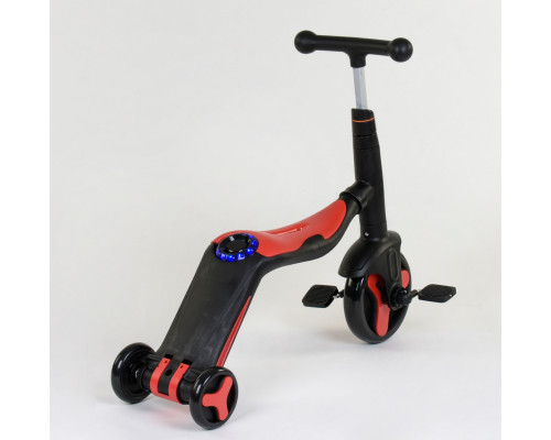 Дитячий самокат 3в1 Best Scooter JT 28288. Самокат-біговець, світло, 8 мелодій, колеса PU. Червоний