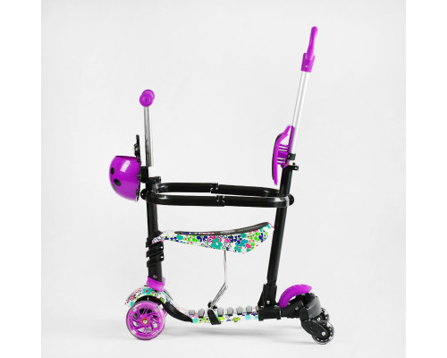 Самокат 5-1 Best Scooter LS-19029. З дод. колесами, захисний бампер, 3 PU колеса із підсвічуванням. Фіолетовий
