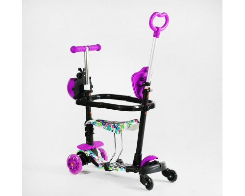 Самокат 5-1 Best Scooter LS-19029. З дод. колесами, захисний бампер, 3 PU колеса із підсвічуванням. Фіолетовий