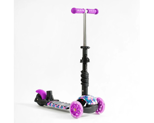 Самокат 5-1 Best Scooter LS-25855. З дод. колесами, захисний бампер, 3 PU колеса із підсвічуванням. Фіолетовий