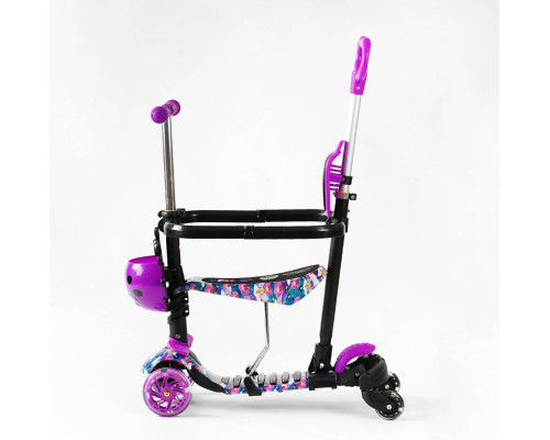 Самокат 5-1 Best Scooter LS-25855. З дод. колесами, захисний бампер, 3 PU колеса із підсвічуванням. Фіолетовий