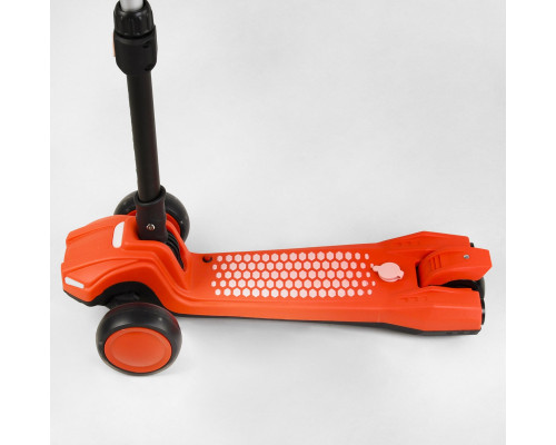 Дитячий самокат Best Scooter LT-12857. Парогенератор, звук машини, світло, музика, 3 PU колеса. Помаранчевий