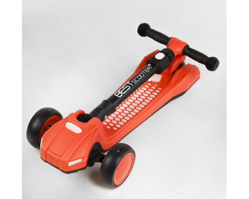 Дитячий самокат Best Scooter LT-12857. Парогенератор, звук машини, світло, музика, 3 PU колеса. Помаранчевий