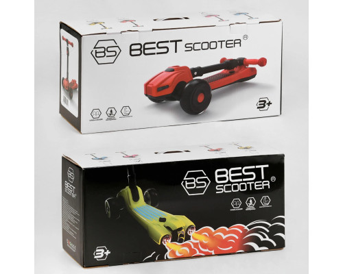 Дитячий самокат Best Scooter LT-11746. Парогенератор, звук машини, світло, музика, 3 PU колеса. Рожевий