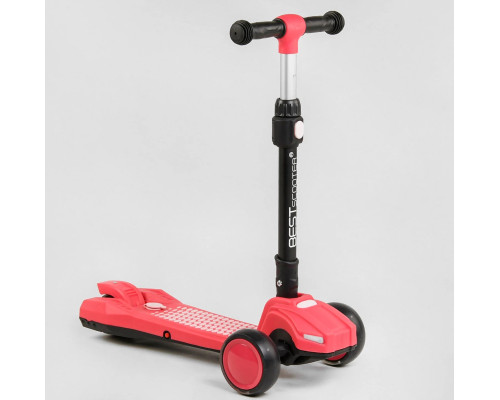 Дитячий самокат Best Scooter LT-11746. Парогенератор, звук машини, світло, музика, 3 PU колеса. Рожевий
