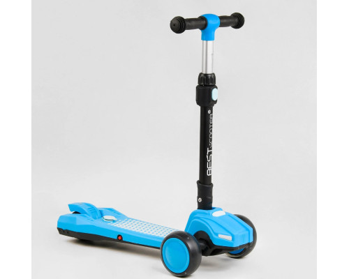 Дитячий самокат Best Scooter LT-10635. Парогенератор, звук машини, світло, музика, 3 PU колеса. Блакитний
