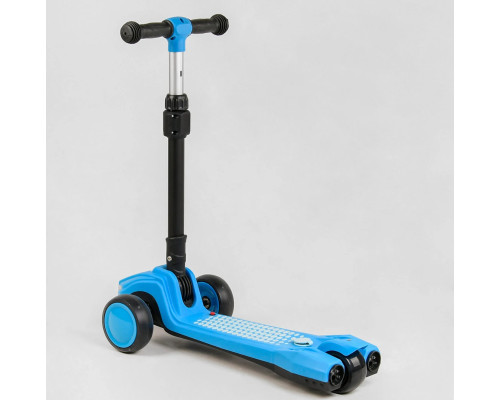 Дитячий самокат Best Scooter LT-10635. Парогенератор, звук машини, світло, музика, 3 PU колеса. Блакитний