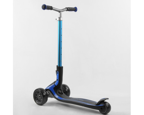 Дитячий самокат Best Scooter G-21102 MAXI. Складане алюмінієве кермо, 3 PU колеса з підсвічуванням. Синій