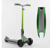 Дитячий самокат Best Scooter G-32203 MAXI. Складане алюмінієве кермо, 3 PU колеса з підсвічуванням. Зелений