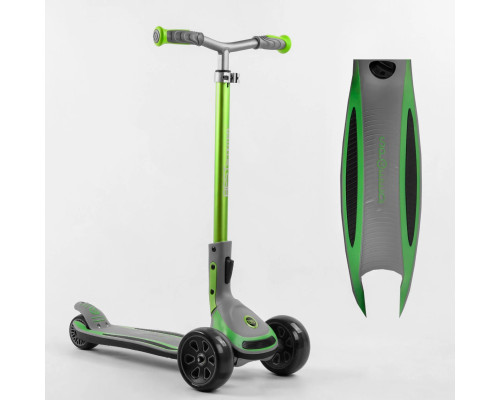 Дитячий самокат Best Scooter G-32203 MAXI. Складане алюмінієве кермо, 3 PU колеса з підсвічуванням. Зелений