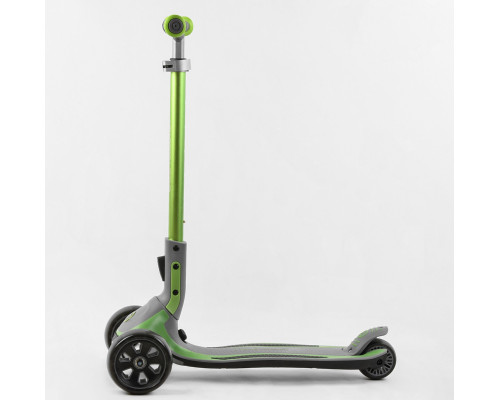 Дитячий самокат Best Scooter G-32203 MAXI. Складане алюмінієве кермо, 3 PU колеса з підсвічуванням. Зелений
