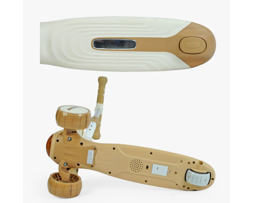 Дитячий самокат 5в1 Skyper J-03100. Підсвічування платформи, музика, 3 PU колеса зі світлом. Жовтий