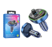 FM-модулятор BC47 BOROFONE BC47 PD30W+QC3.0 Синій