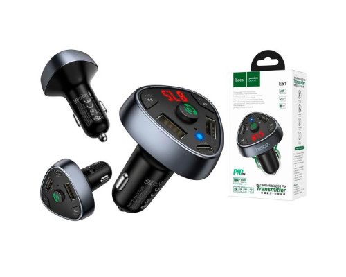 FM модулятор HOCO E51 PD 18W+QC 3.0 Black