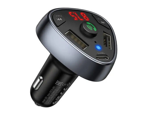 FM модулятор HOCO E51 PD 18W+QC 3.0 Black
