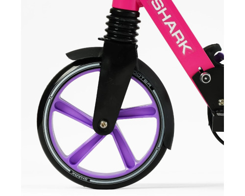 Самокат двоколісний "Best Scooter" SH-30610 - "SHARK", з ручним гальмом, затискач керма, колеса PU - 20 см, 1 амортизатор