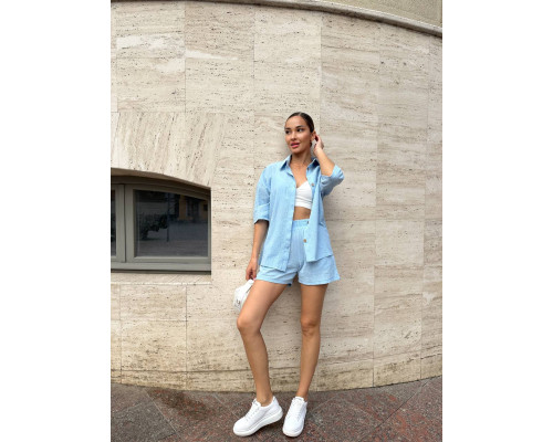 Костюм льон блакитний