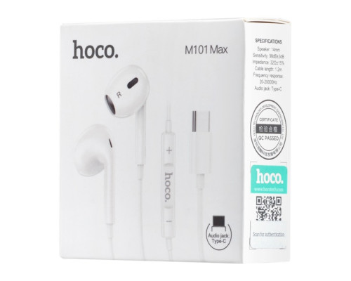Навушники з мікрофоном Hoco M101 Max Type-C White