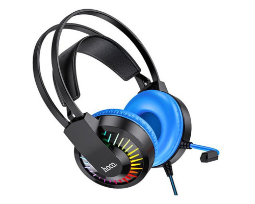 HOCO W105 Joyful Gaming Ігрові Навушники з Мікрофоном і LED Підсвічуванням (Чорно-Сині)