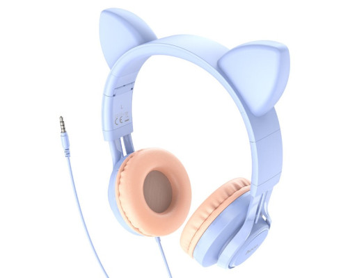 Навушники Hoco W36 Cat Ear Блакитний