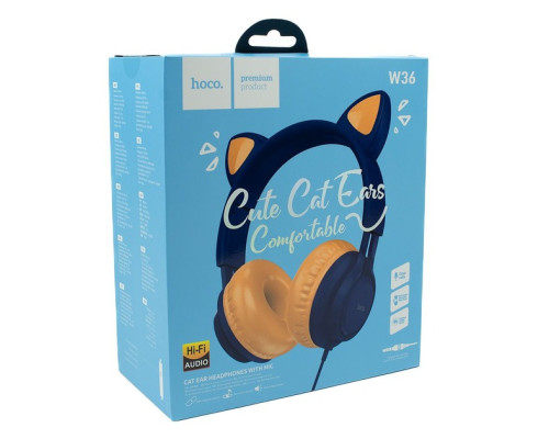 Навушники Hoco W36 Cat Ear Темносиній