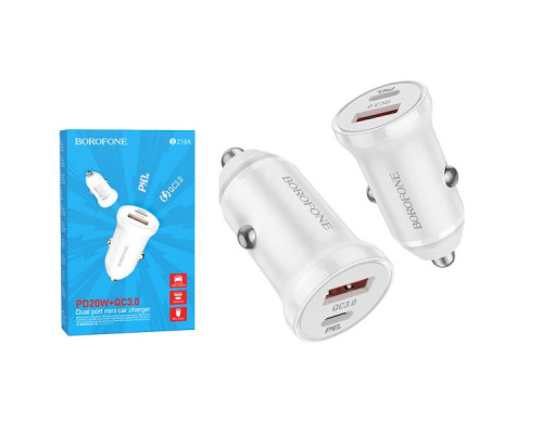 Зарядний пристрій Borofone BZ18A PD20W+QC3.0 White