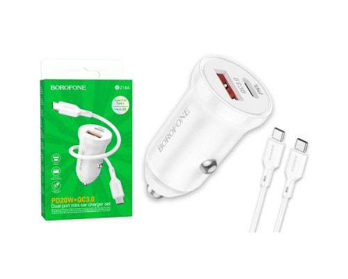 Зарядное устройство Borofone BZ18A Type-C/Type-C PD20W+QC3.0 White
