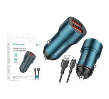 Зарядний пристрій Borofone BZ19 lightning (2USB/2.4A) Blue
