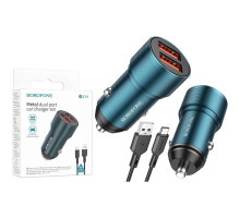 Зарядний пристрій Borofone BZ19 Type-C (2USB/2.4A) Blue
