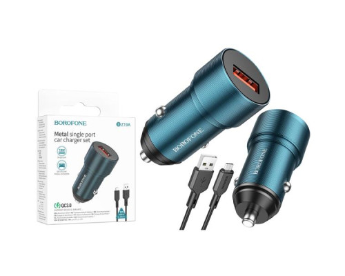 Зарядний пристрій Borofone BZ19A Micro QC3.0 18W (1USB/3.0A) Blue