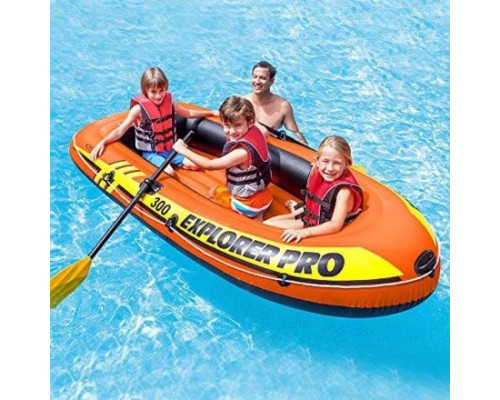 Двомісний надувний човен Intex 58358 Explorer PRO 300 Set, 244 x 117 см, (весла, ручний насос), 3-х камерна