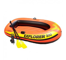 Двомісний надувний човен Intex 58358 Explorer PRO 300 Set, 244 x 117 см, (весла, ручний насос), 3-х камерна