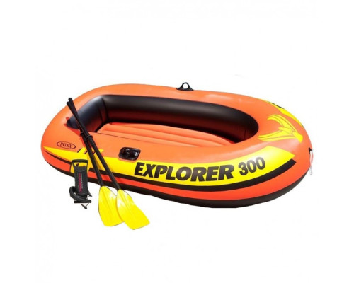 Двомісний надувний човен Intex 58358 Explorer PRO 300 Set, 244 x 117 см, (весла, ручний насос), 3-х камерна
