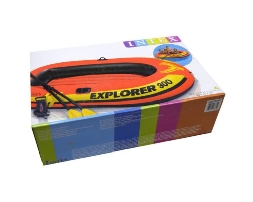 Двомісний надувний човен Intex 58358 Explorer PRO 300 Set, 244 x 117 см, (весла, ручний насос), 3-х камерна