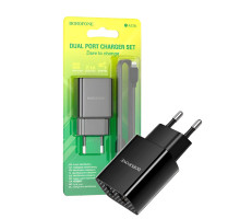 Зарядний пристрій BOROFONE BA53A (2USB 2.1A) Lightning