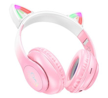 Бездротові Bluetooth навушники HOCO Cat ears W42 з вушками та підсвіткою Рожевий