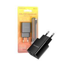 Мережевий зарядний пристрій блок Borofone BA53A (2USB/2.1A) з кабелем Type-C 