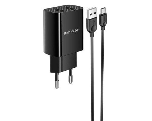Мережевий зарядний пристрій блок Borofone BA53A (2USB/2.1A) з кабелем Type-C 